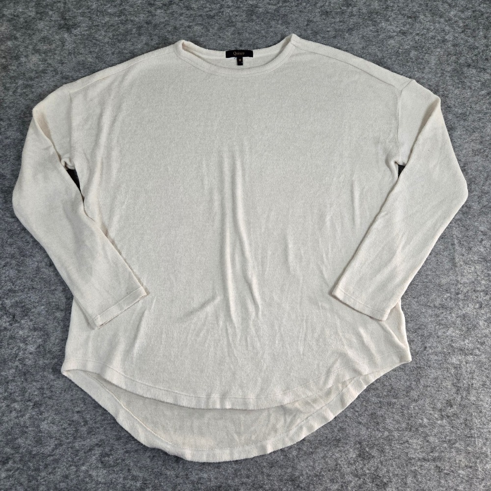 Quince‎ Womens Ivory Knit Relaxed High Low Hem Long Sleeve Top Size M